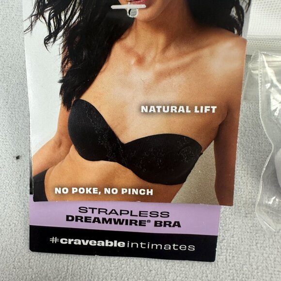 Maidenform Dreamwire Strapless Bra 34A White Lightweight No Poke Pinch Mesh Lift - Picture 4 of 9